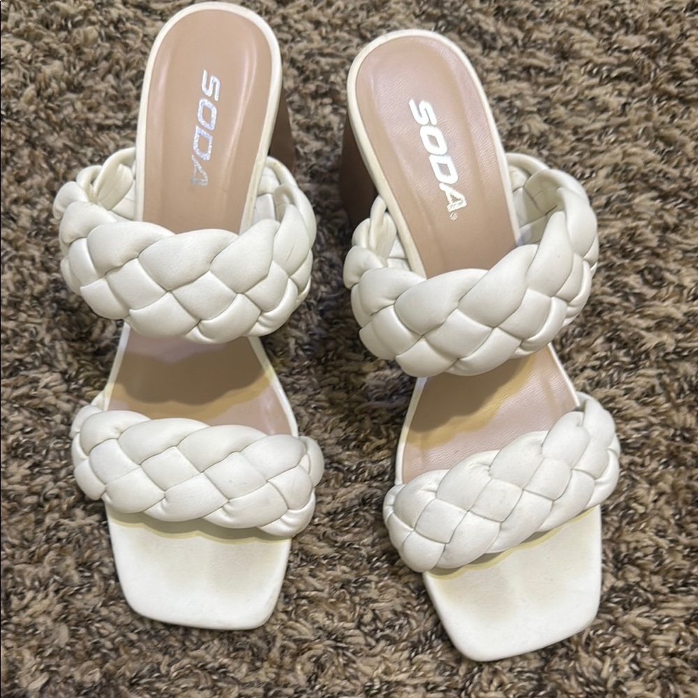 Soda Cream Braided Heels Modern Design